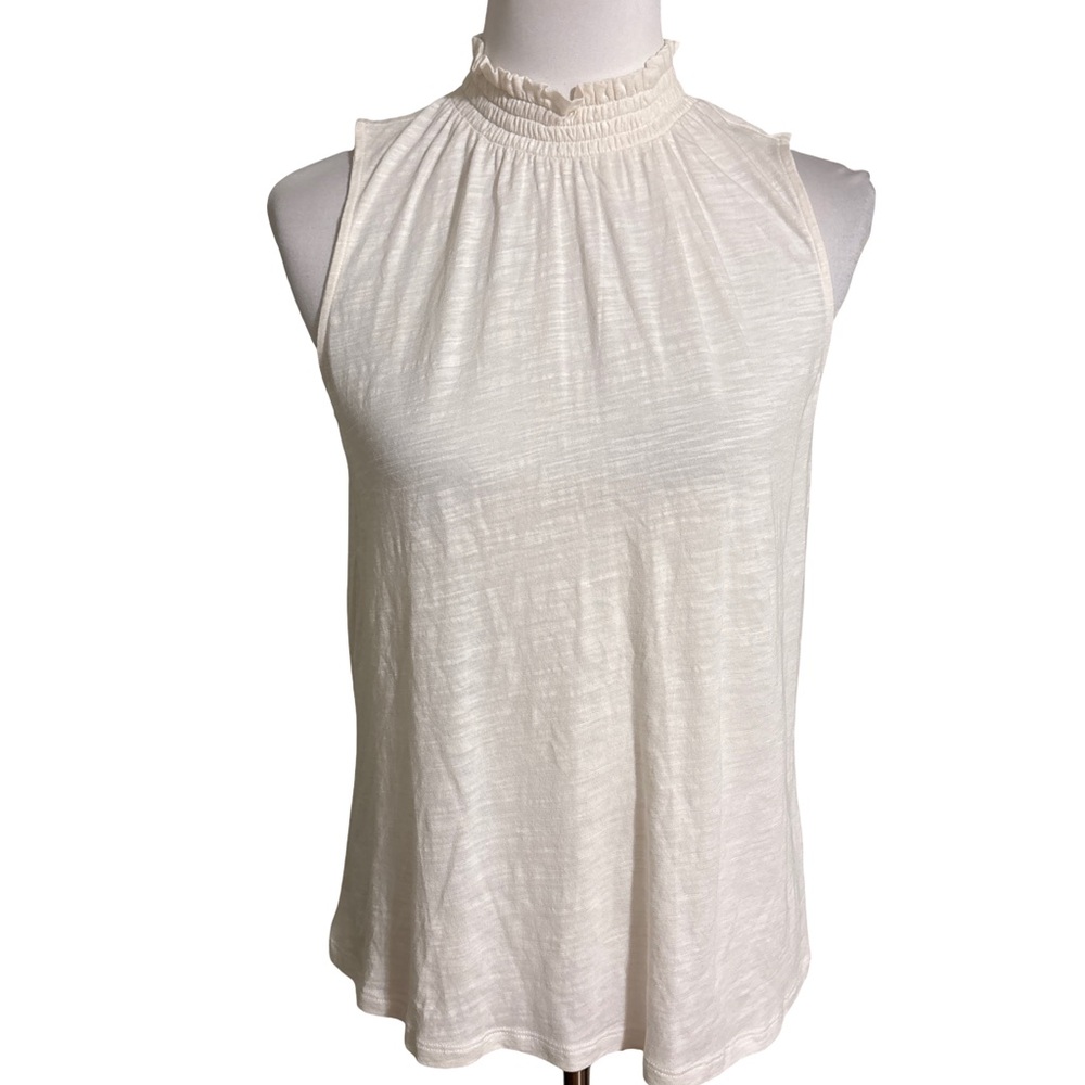 Banana Republic Cream Sleeveless Ruffle Smocked Top